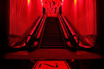 Red restaurant lighting